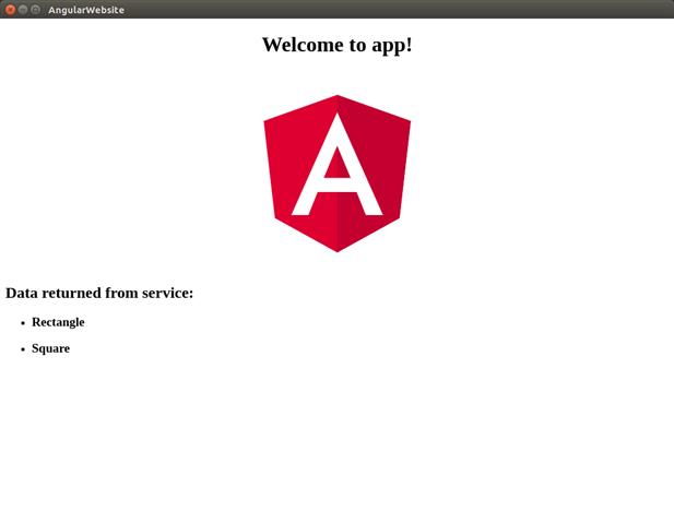 Screenshot showing AngularWebsite standalone run in Ubuntu