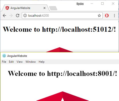 Angular application launched in electron and in standard webbrowser. Electron shows that API port is 8001 and web browser shows 51012.