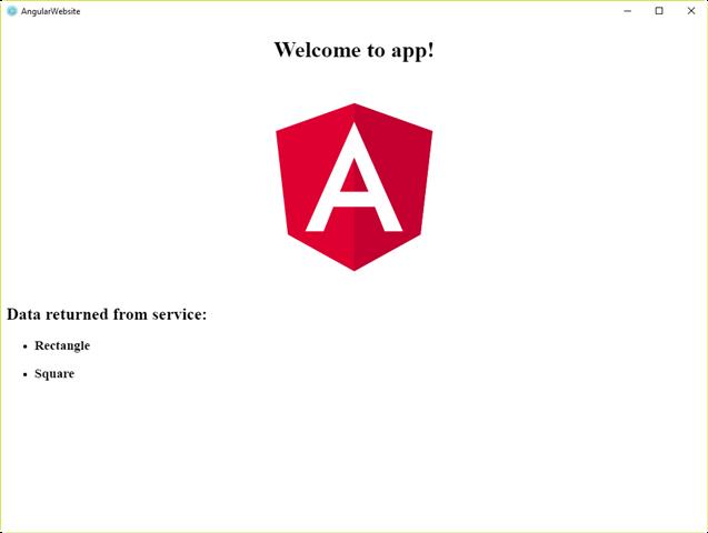 Screenshot showing AngularWebsite standalone run in Windows
