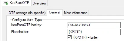 KeePassOTP General Tab